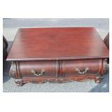 Ornate Dark Wood Coffee Table with Two Matching End Tables Ornate Dark Wood Coffee Table with Two Matching End Tables