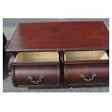 Ornate Dark Wood Coffee Table with Two Matching End Tables Ornate Dark Wood Coffee Table with Two Matching End Tables