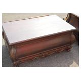 Ornate Dark Wood Coffee Table with Two Matching End Tables Ornate Dark Wood Coffee Table with Two Matching End Tables