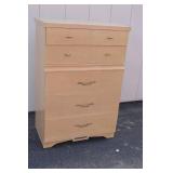 Light Wood 5-Drawer Tall Dresser with Brass Handles Light Wood 5-Drawer Tall Dresser with Brass Handles