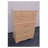 Light Wood 5-Drawer Tall Dresser with Brass Handles Light Wood 5-Drawer Tall Dresser with Brass Handles