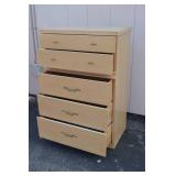 Light Wood 5-Drawer Tall Dresser with Brass Handles Light Wood 5-Drawer Tall Dresser with Brass Handles