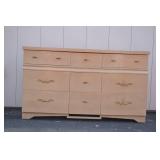 Light Wood 9-Drawer Dresser with Brass Handles Light Wood 9-Drawer Dresser with Brass Handles
