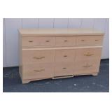 Light Wood 9-Drawer Dresser with Brass Handles Light Wood 9-Drawer Dresser with Brass Handles