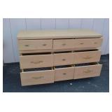 Light Wood 9-Drawer Dresser with Brass Handles Light Wood 9-Drawer Dresser with Brass Handles