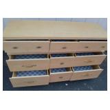 Light Wood 9-Drawer Dresser with Brass Handles Light Wood 9-Drawer Dresser with Brass Handles