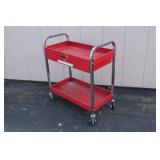 Red Two-Shelf Metal Rolling Tool Cart with Drawer, 32x16x33 Inches Red Two-Shelf Metal Rolling Tool Cart with Drawer, 32x16x33 Inches