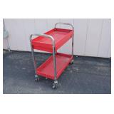 Red Two-Shelf Metal Rolling Tool Cart with Drawer, 32x16x33 Inches Red Two-Shelf Metal Rolling Tool Cart with Drawer, 32x16x33 Inches