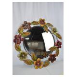 Round Floral Metal Framed Wall Mirror, Approx. 32 Inch Diameter Round Floral Metal Framed Wall Mirror, Approx. 32 Inch Diameter