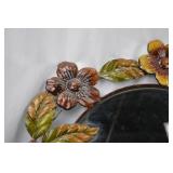 Round Floral Metal Framed Wall Mirror, Approx. 32 Inch Diameter Round Floral Metal Framed Wall Mirror, Approx. 32 Inch Diameter