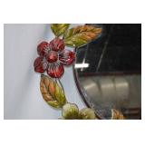 Round Floral Metal Framed Wall Mirror, Approx. 32 Inch Diameter Round Floral Metal Framed Wall Mirror, Approx. 32 Inch Diameter