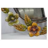 Round Floral Metal Framed Wall Mirror, Approx. 32 Inch Diameter Round Floral Metal Framed Wall Mirror, Approx. 32 Inch Diameter