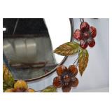 Round Floral Metal Framed Wall Mirror, Approx. 32 Inch Diameter Round Floral Metal Framed Wall Mirror, Approx. 32 Inch Diameter