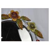 Round Floral Metal Framed Wall Mirror, Approx. 32 Inch Diameter Round Floral Metal Framed Wall Mirror, Approx. 32 Inch Diameter