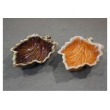 *2* Hull USA Pottery Leaf Dishes