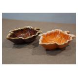 *2* Hull USA Pottery Leaf Dishes