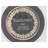100 Greatest Masterpieces - Large Solid Sterling Silver Coin - Sunflowers - Van Gogh