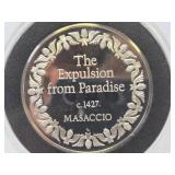 100 Greatest Masterpieces - Large Solid Sterling Silver Coin - The Expulsion from Paradise