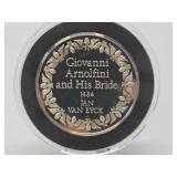 100 Greatest Masterpieces - Large Solid Sterling Silver Coin - Giovanni Arnolfini & His Bride