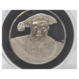 100 Greatest Masterpieces - Large Solid Sterling Silver Coin - Henry VIII