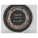 100 Greatest Masterpieces - Large Solid Sterling Silver Coin - David by Michelangelo