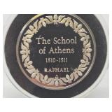 100 Greatest Masterpieces - Large Solid Sterling Silver Coin - The School of Athens