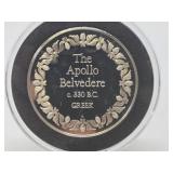 100 Greatest Masterpieces - Large Solid Sterling Silver Coin - The Apollo Belvedere