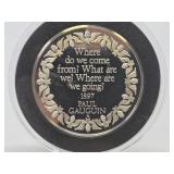 100 Greatest Masterpieces - Large Solid Sterling Silver Coin - Where Do We Come From? What Are We? Where are We Going"