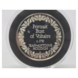 100 Greatest Masterpieces - Large Solid Sterling Silver Coin - Portrait Bust of Voltaire