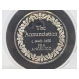 100 Greatest Masterpieces - Large Solid Sterling Silver Coin - The Annunciation - Fra Angelico