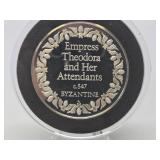 100 Greatest Masterpieces - Large Solid Sterling Silver Coin - Empress Theodora & Her Attendants