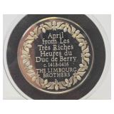 100 Greatest Masterpieces - Large Solid Sterling Silver Coin - April from Les Tres Riches Du Duc De Berry