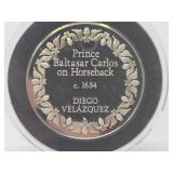 100 Greatest Masterpieces - Large Solid Sterling Silver Coin - Prince Baltasar Carlos on Horseback