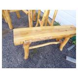 Log Bar Table, 2 Bar Chairs and Bench