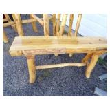 Log Bar Table, 2 Bar Chairs and Bench