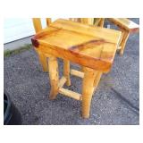 Log Bar Table, 2 Bar Chairs and Bench