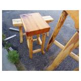 Log Bar Table, 2 Bar Chairs and Bench