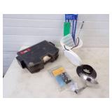 Tackle Box, Ice Cleats, Propane Heater and Tip ups