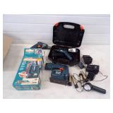 Black N Decker Versa Pak Air Compressor, Razer tool, Drill, Jig saw with 4 Batteries, Chargers and case