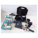 Black N Decker Versa Pak Air Compressor, Razer tool, Drill, Jig saw with 4 Batteries, Chargers and case