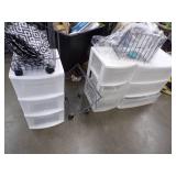 3 Plastic Dressers and Wire Storage Bins