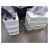 3 Plastic Dressers and Wire Storage Bins