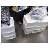 3 Plastic Dressers and Wire Storage Bins