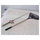 Vintage Rod and reel with Fish Net