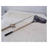 Vintage Rod and reel with Fish Net