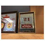Hiram Walker - Kessler Mirrored Brandy/Whiskey Signs Hiram Walker - Kessler Mirrored Brandy/Whiskey Signs