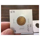 5 Indian Head Cents - 1879 - 1887 - 1891 - 1895 - 1897 5 Indian Head Cents - 1879 - 1887 - 1891 - 1895 - 1897
