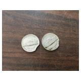 2 Clip-Error Jefferson Nickels 1975 - 1985 2 Clip-Error Jefferson Nickels 1975 - 1985