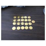 (21) Franklin Mint Collectors Society - Silver/Gold "Charter Member" Tokens 1980-2000 (21) Franklin Mint Collectors Society - Silver/Gold "Charter Member" Tokens 1980-2000