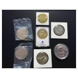 (7) U.S. Commemorative Coins/Rounds Including 1849 Replica (7) U.S. Commemorative Coins/Rounds Including 1849 Replica